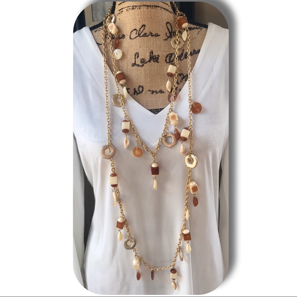 2 Vintage beaded dangle necklaces